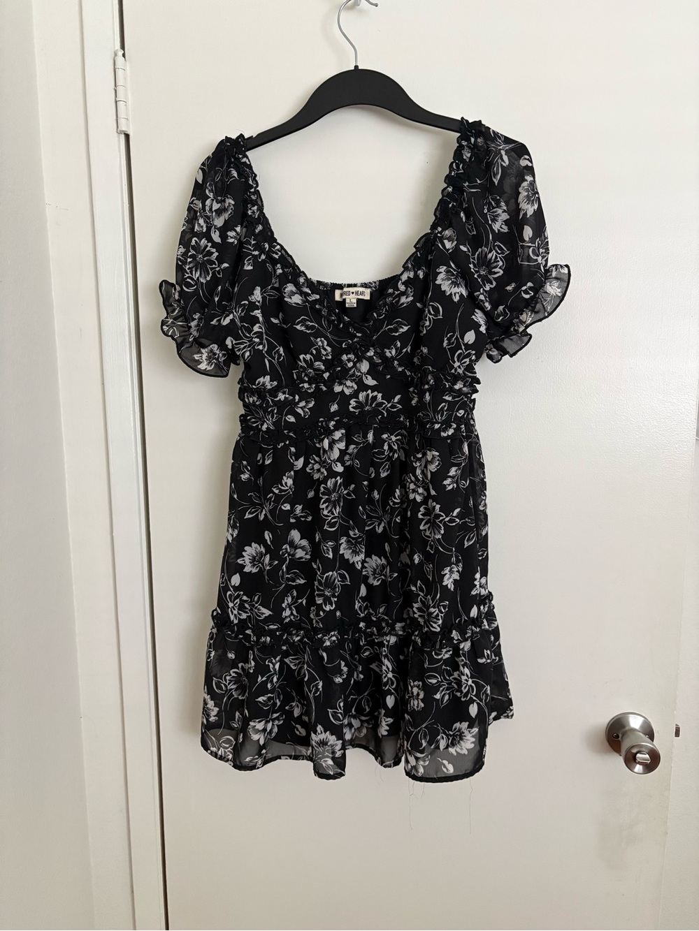 Inspired Hearts Black & White Floral Mini Dress